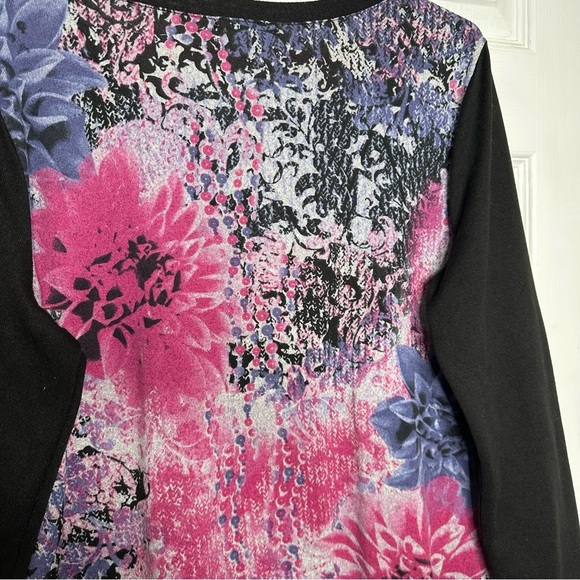 Northern Reflections Shirt Black/Pink/Purple Floral Long Sleeved Sz Extra Large - Picture 14 of 16